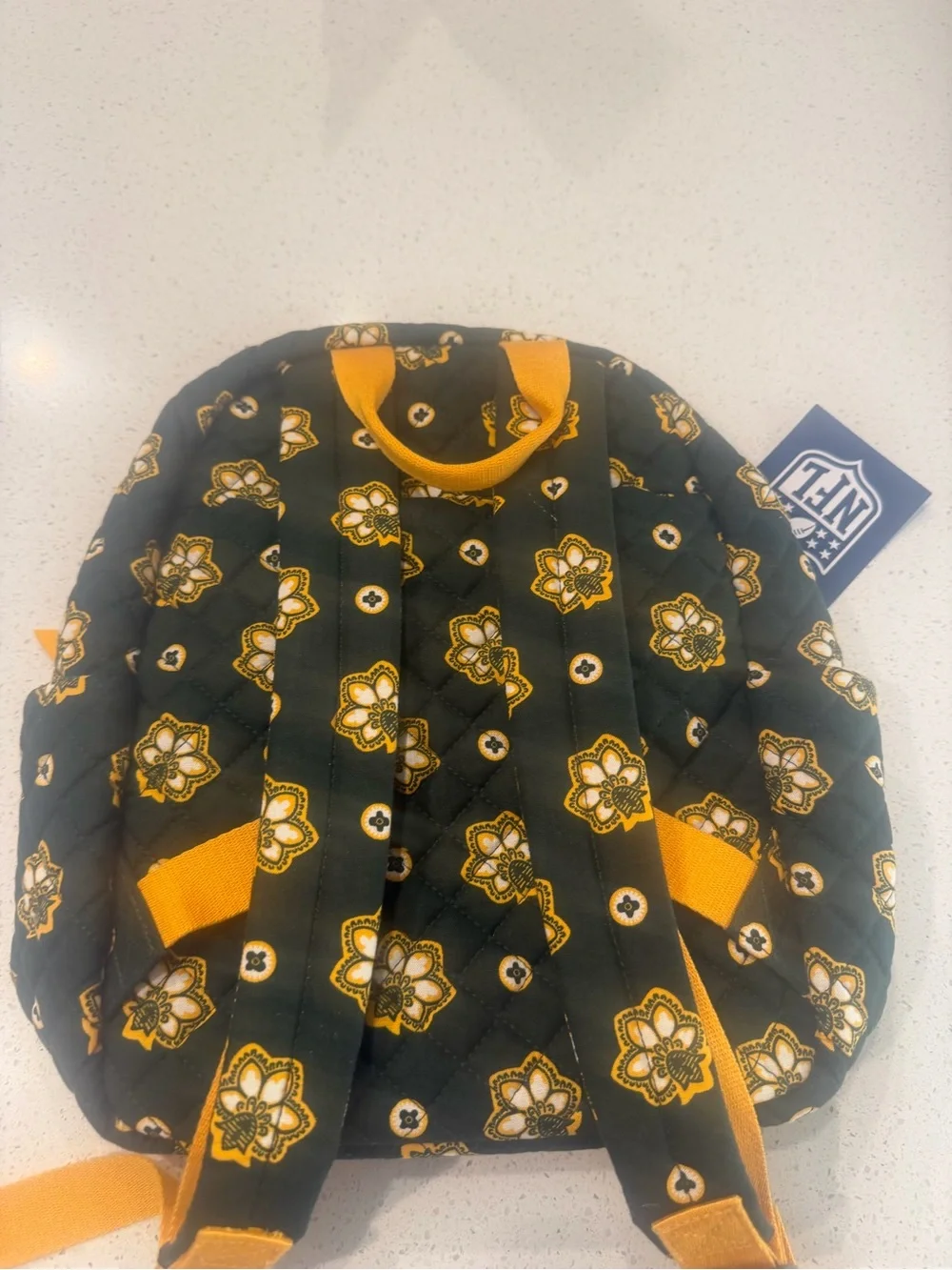 Vera Bradley Green Bay Packers Quilted Black and Gold Mini Backpack. Never used